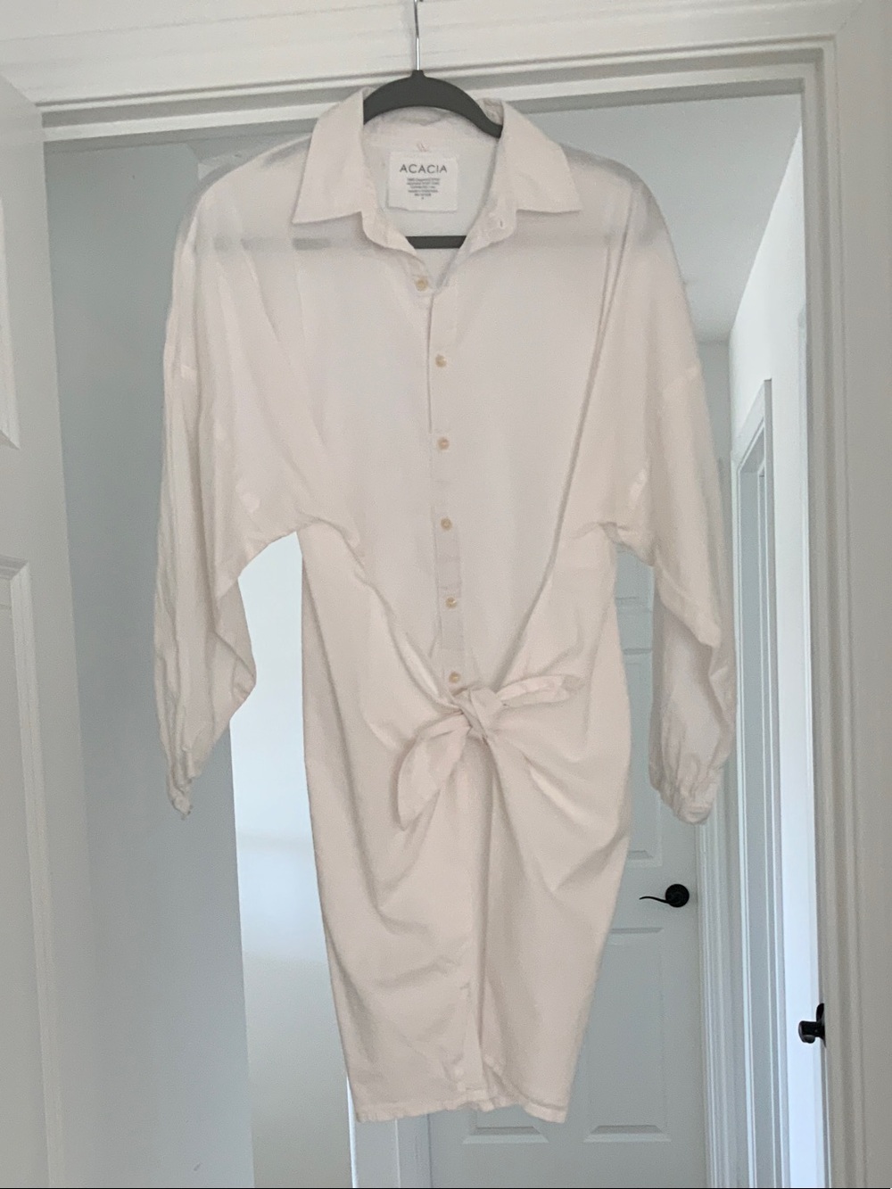 acacia swimwear Tie-Front Long-Sleeve Button Dress/Coverup